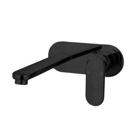 oval wall bath/ basin mixer with spout, matte black