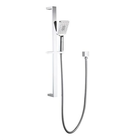 handel eckig square multifunction sliding shower on rail, chrome