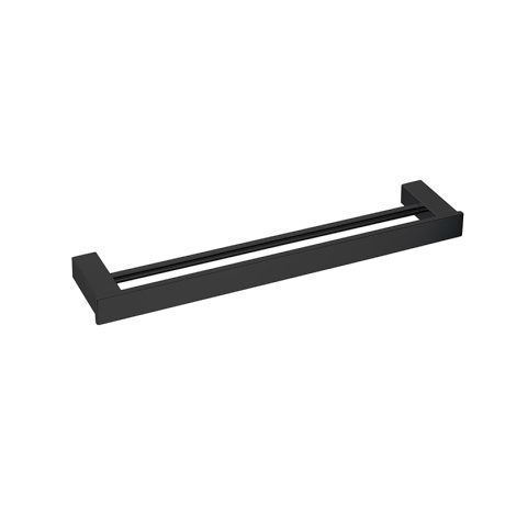 ss eckig double towel rail, matte black 800mm