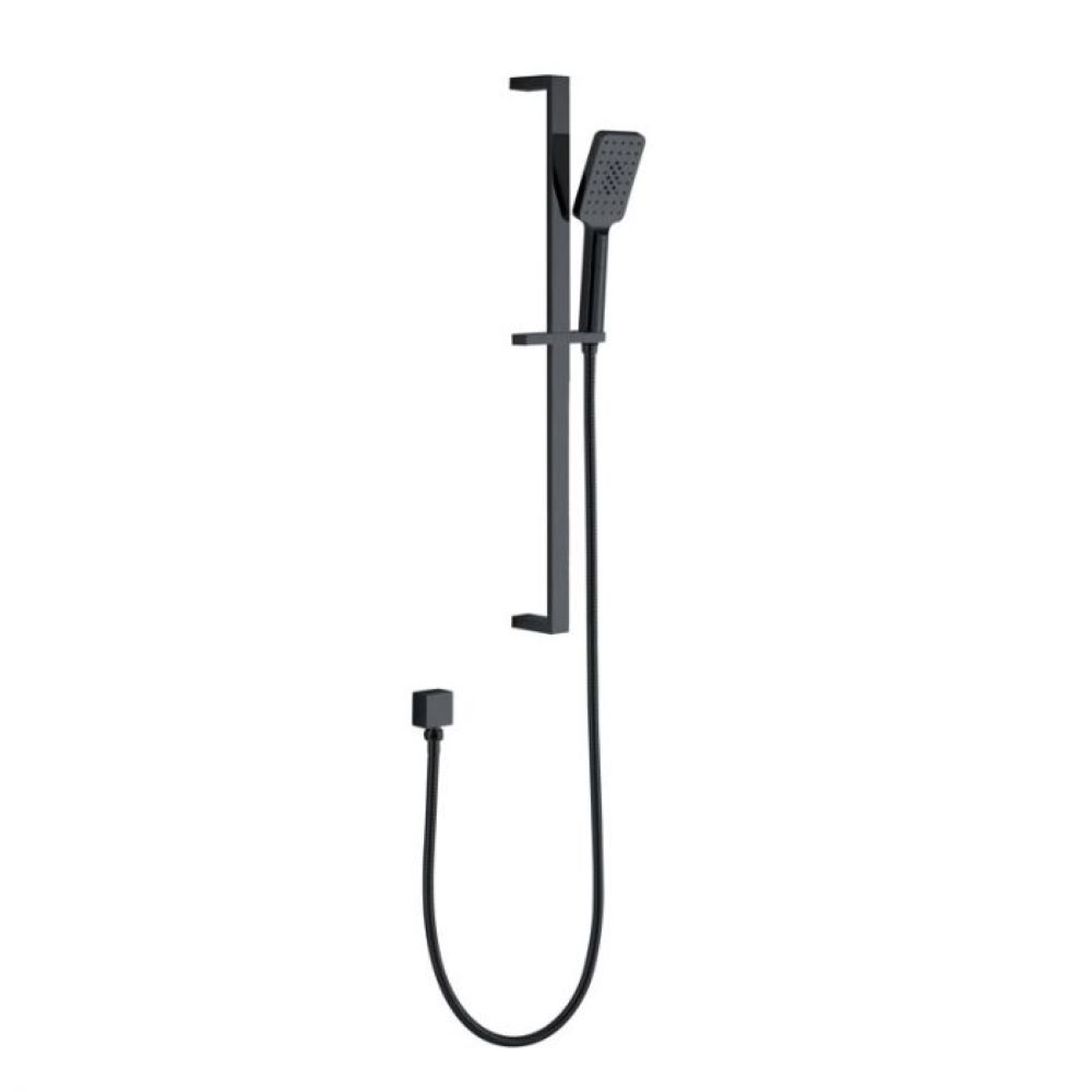 handel eckig square multifunction sliding shower on rail, gun metal