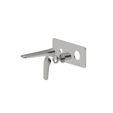 berlin sq wall basin/bath mixer with spout trim kit, brushed nickel