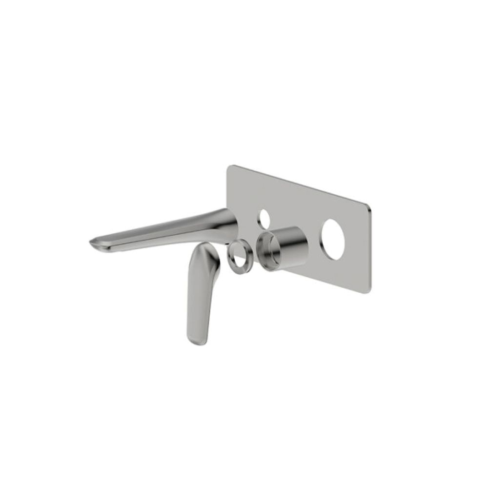berlin sq wall basin/bath mixer with spout trim kit, brushed nickel