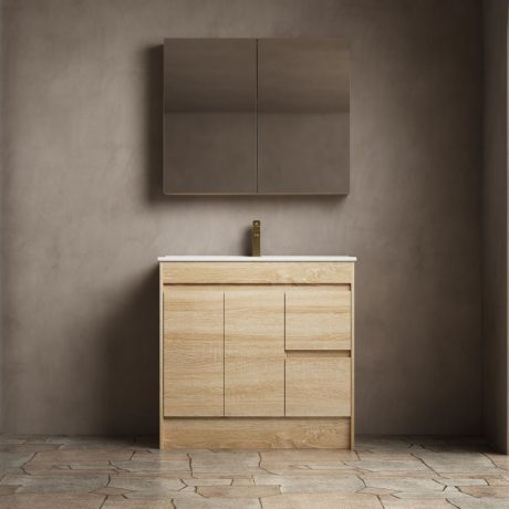 legna mirror shaving cabinet, natural oak 0750mm