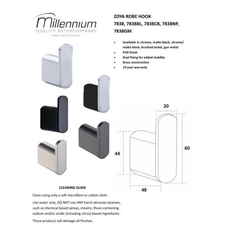 zoya robe hook, brushed nickel