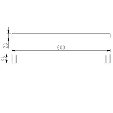 kasten single towel rail, matte black 600mm
