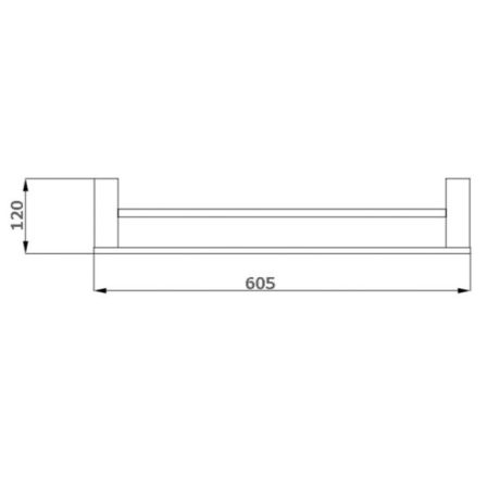 ss eckig double towel rail, chrome 600mm