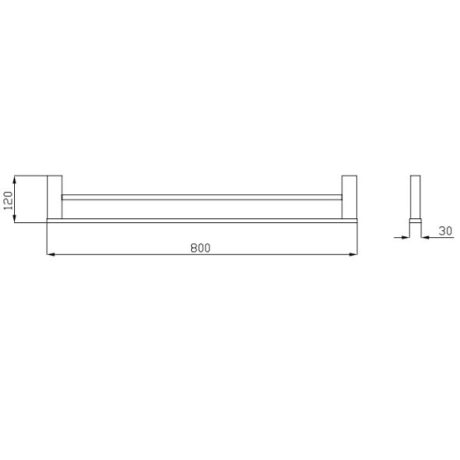 ss eckig double towel rail, chrome 800mm