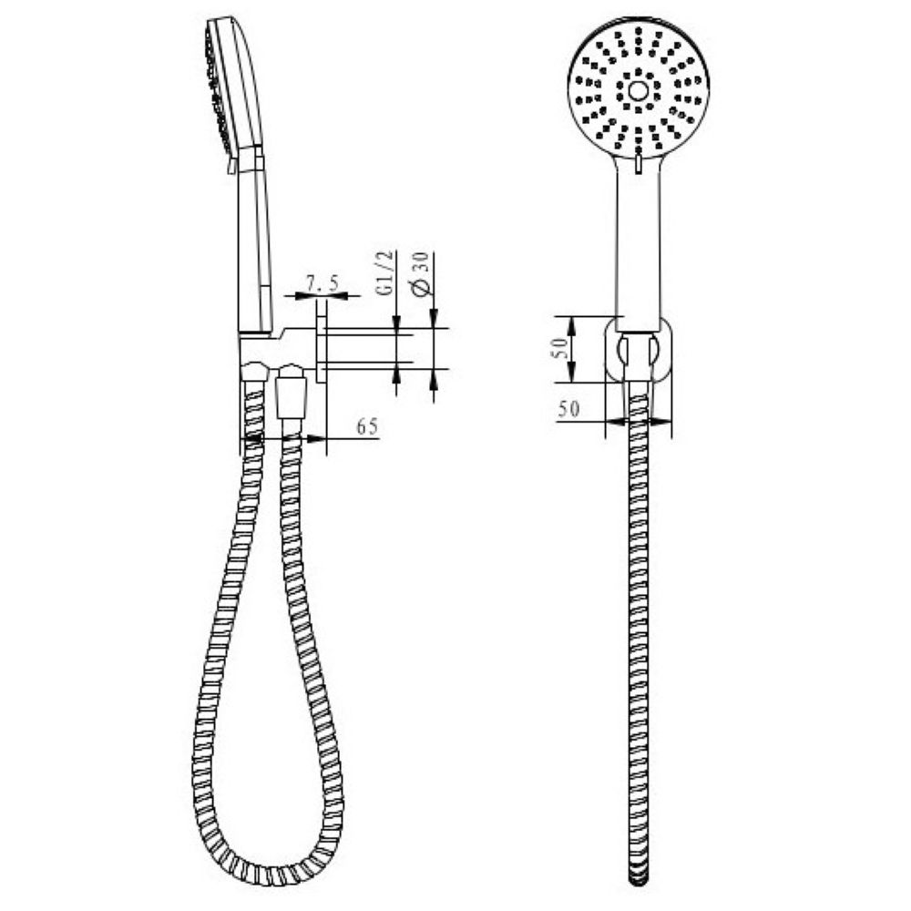 akemi sq hand shower on hook, brushed nickel