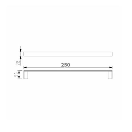 kasten single towel rail, brushed nickel 250mm