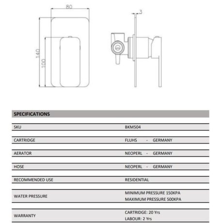 kasten shower/bath mixer trim kit only, brushed bronze