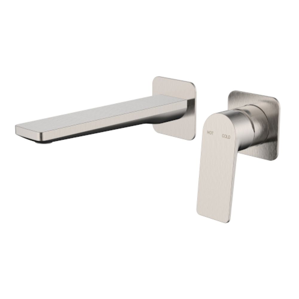 jenex wall basin mixer and spout set, brushed nickel