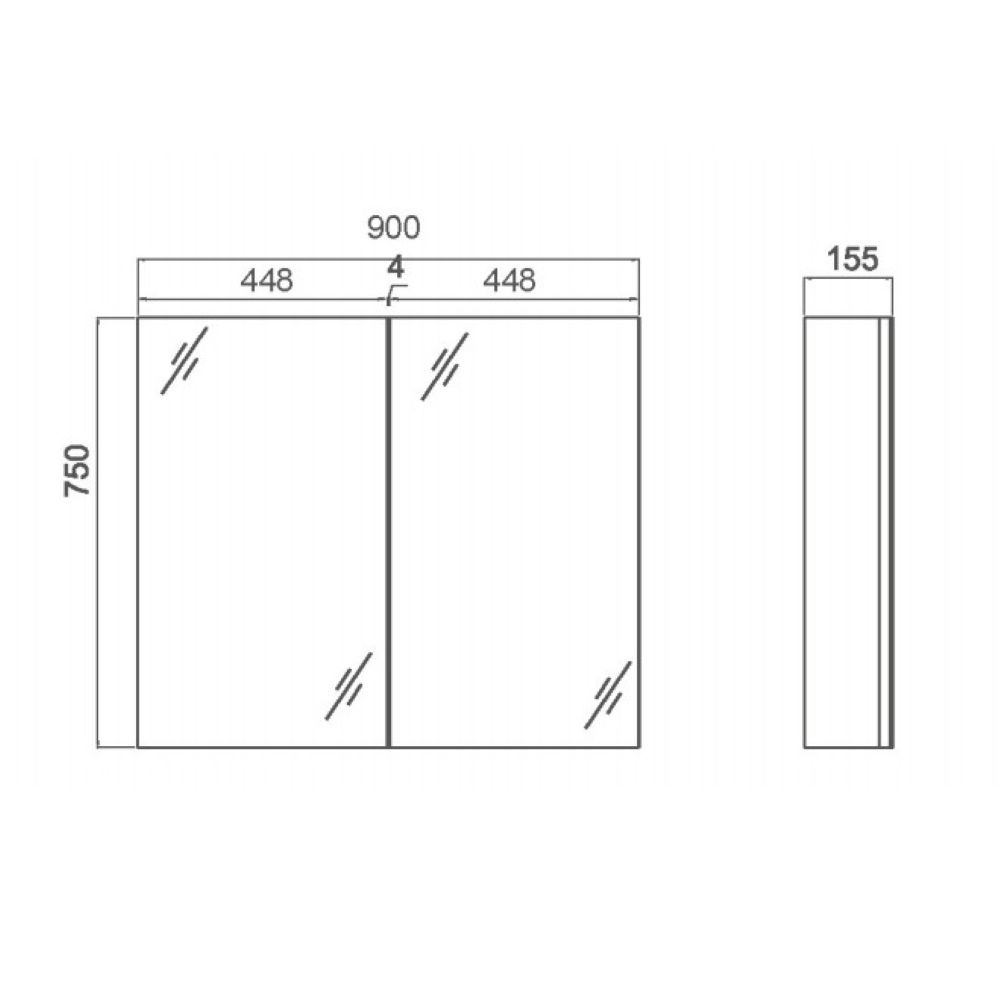 legna mirror shaving cabinet, natural oak 0900mm