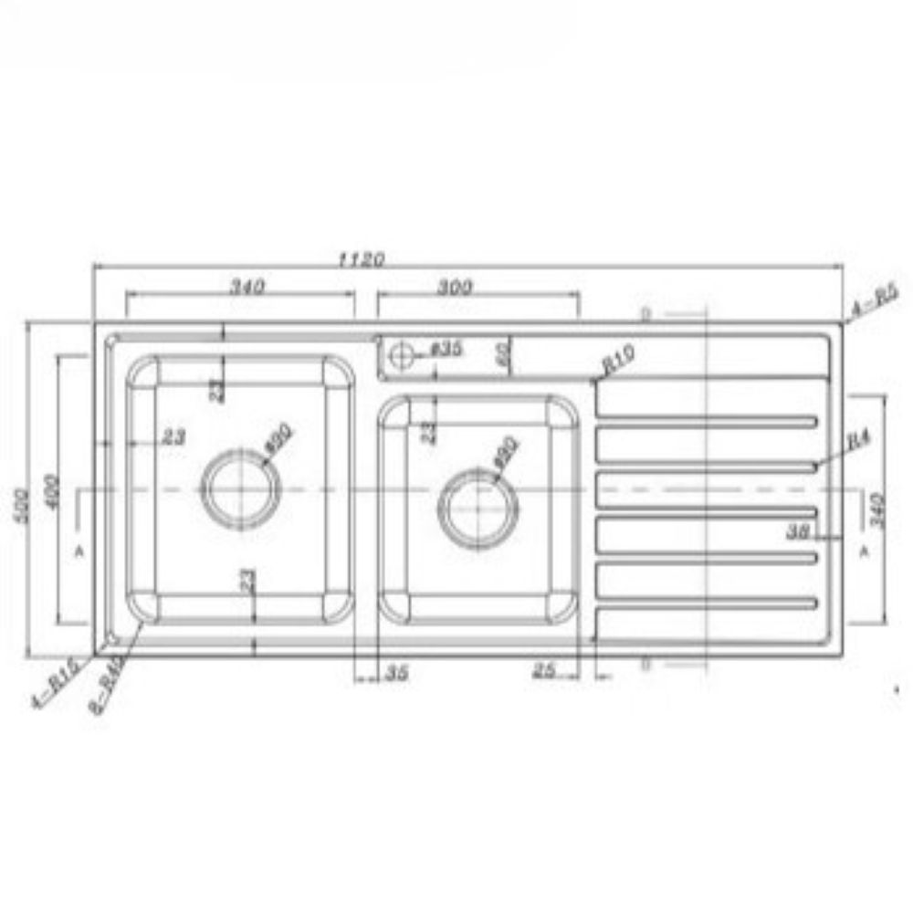 swish 1 1/4 right hand sinks with left hand drainer, stainless steel