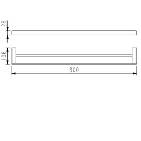 kasten double towel rail, chrome 800mm