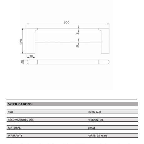 kompakt rund double towel rail 600mm, gun metal