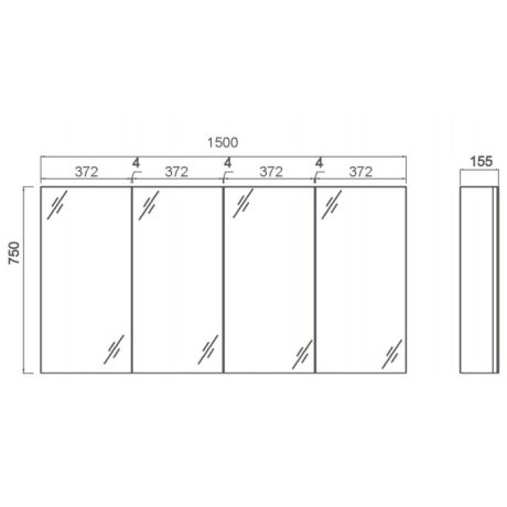 legna mirror shaving cabinet, natural oak 1500mm