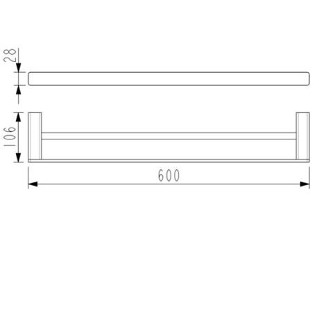 kasten double towel rail, gun metal 600mm