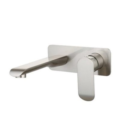 oval curve mixer with spout, brushed nickel