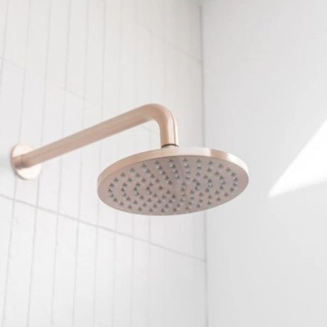 round wall shower curved arm 400mm, champagne
