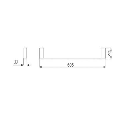 ss eckig single towel rail, matte black 600mm