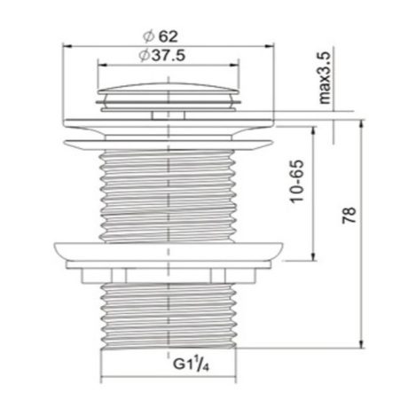 ceramic pop up waste 32mm with overflow, matte white