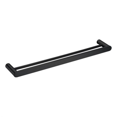 ss rund double towel rail, matte black 600mm
