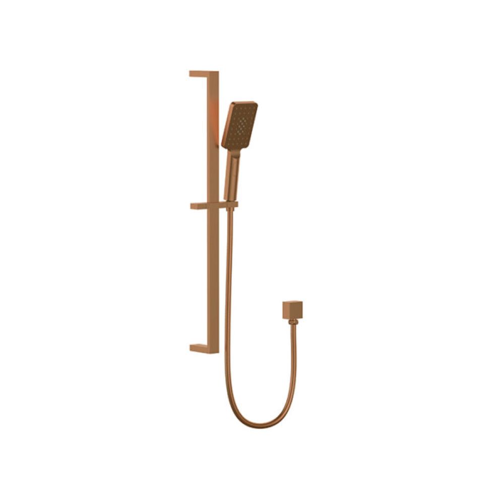 handel eckig square multifunction sliding shower on rail, brushed bronze