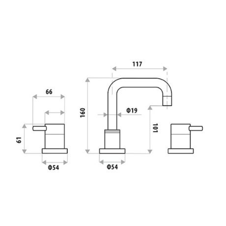 elle basin 3 piece basin set, chrome