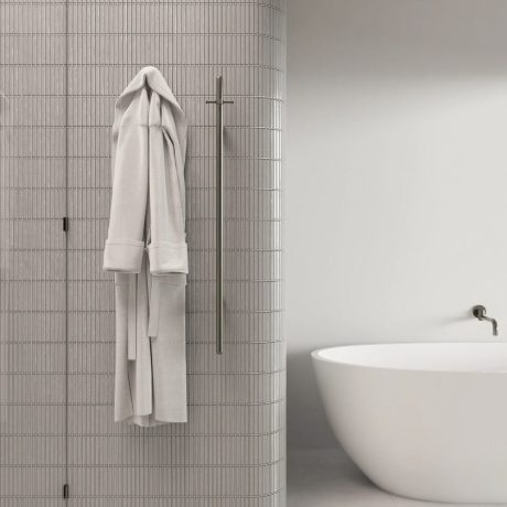 heated vertical towel rail, pvd brushed nickel