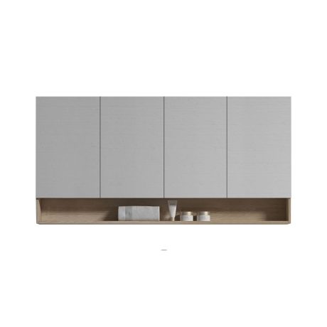 legna mirror shaving cabinet with shelf, natural oak 1500mm