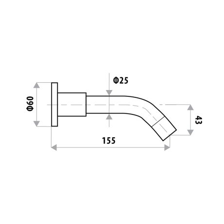elle wall mount bath spout, chrome