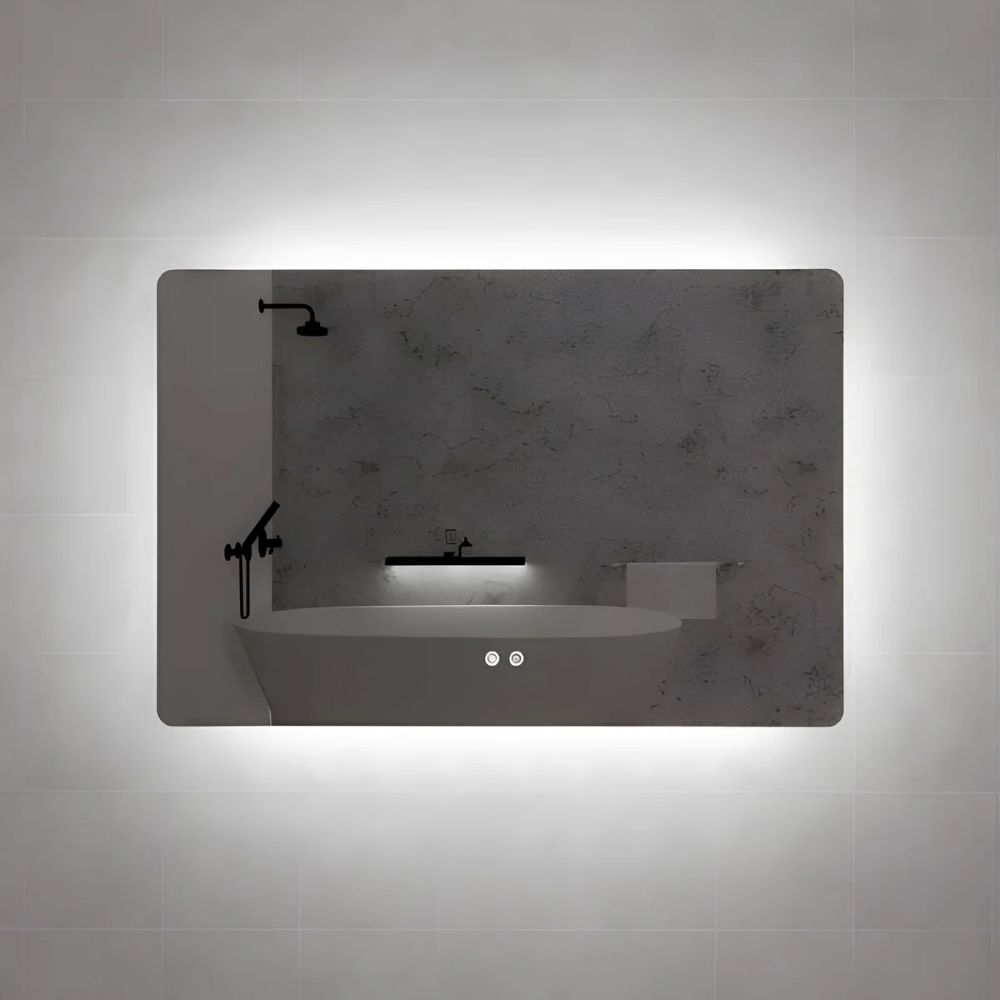 backlit rectangle square led mirror, with defogging 1200 x 800mm