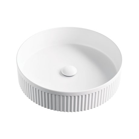 eleanor round above counter fluted basin, gloss white