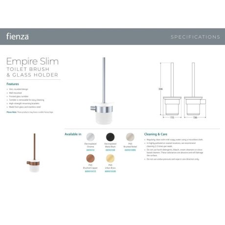 empire slim toilet brush & holder, urban brass