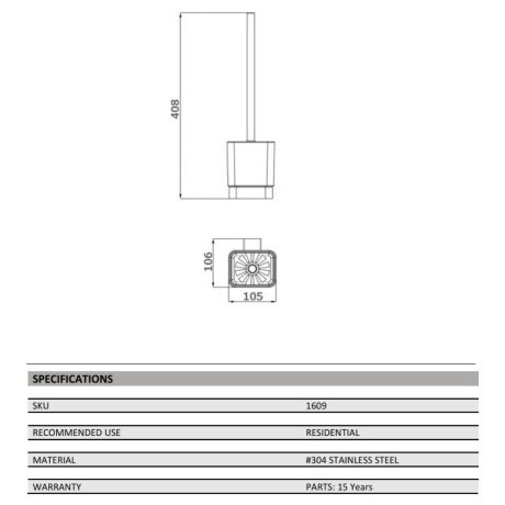 ss eckig toilet brush holder, chrome