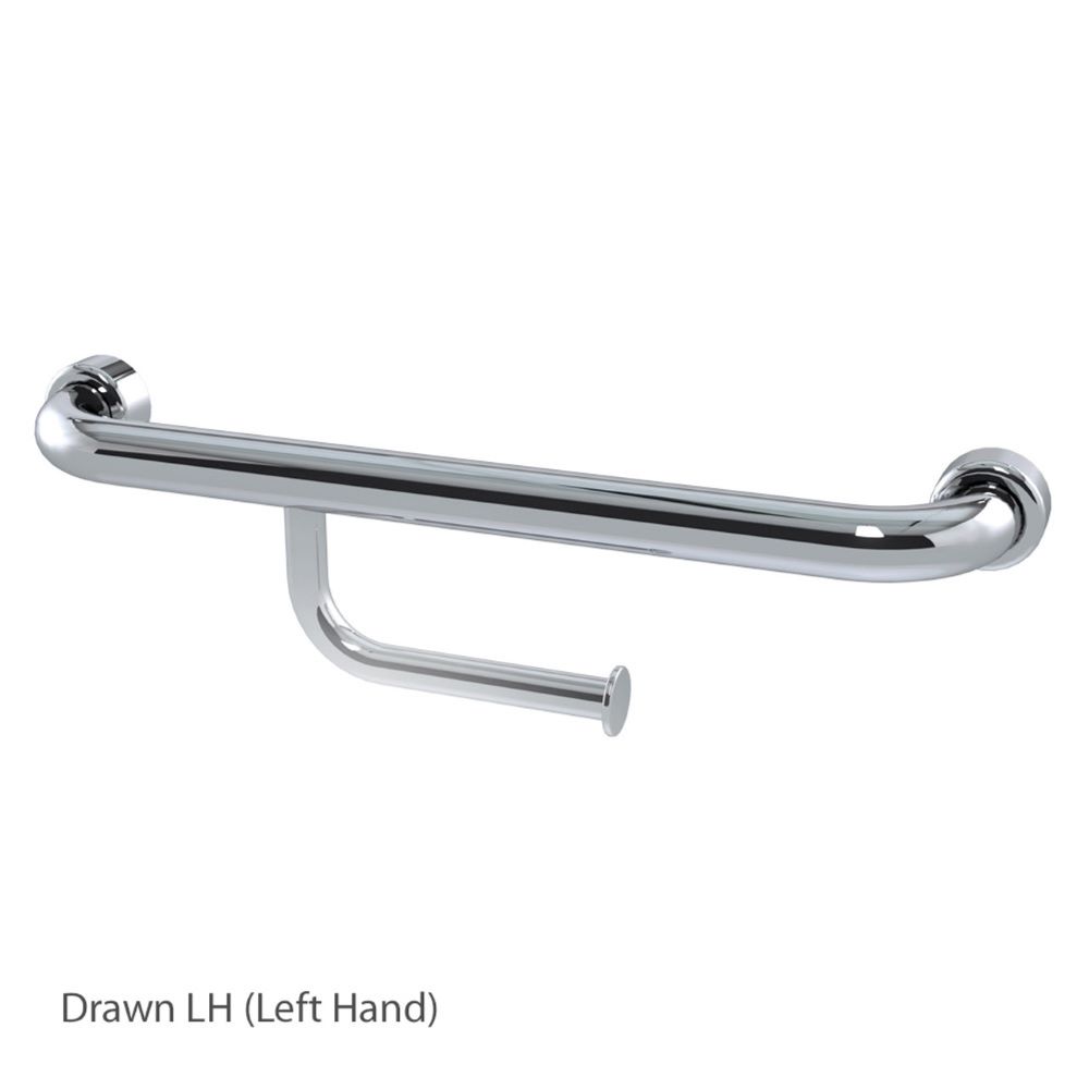 hygienic seal straight grab rail with left hand toilet paper holder, polish supreme 450mm