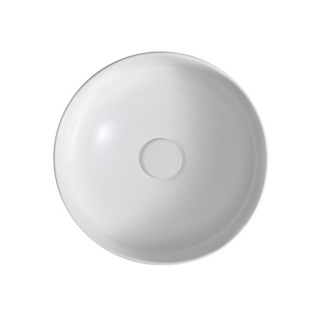 slim line round ceramic basin, gloss white 0360mm