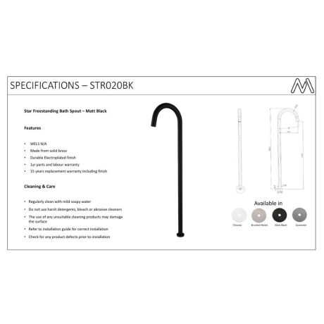 star freestanding bath spout, electroplated matte black