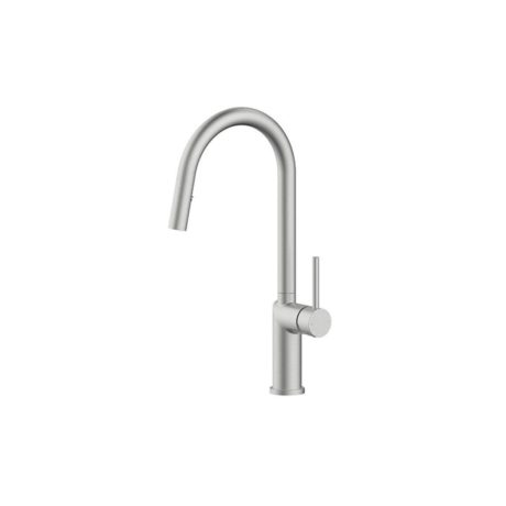 kuchendesigner gooseneck pull out kitchen mixer, brushed nickel