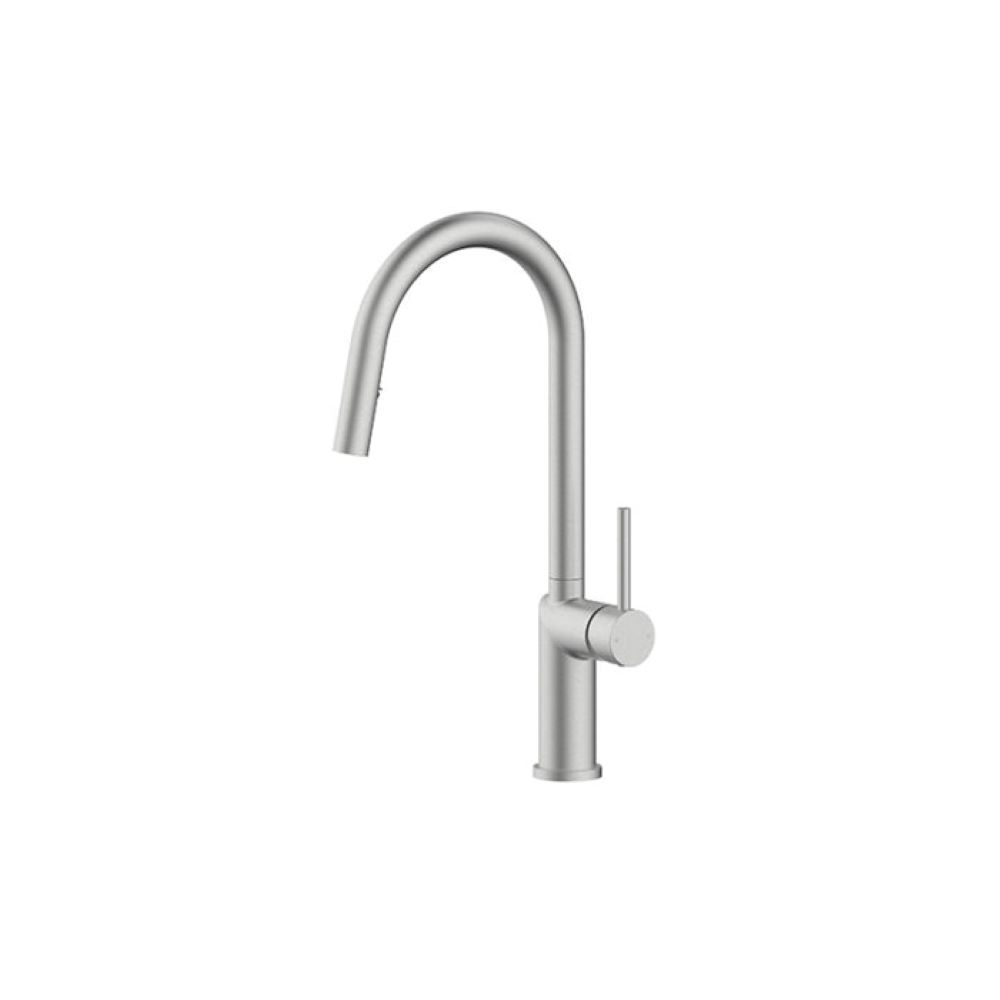kuchendesigner gooseneck pull out kitchen mixer, brushed nickel