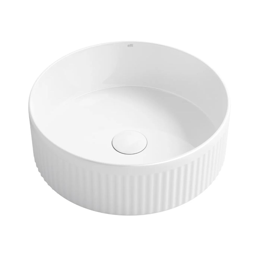 oxford round french flutted basin, matte white 395x395x120mm