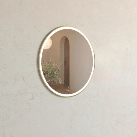 led bondi metal frame round mirror, gold 800mm