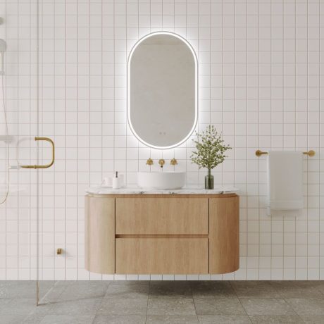 gatsby led pill frameless mirror with demister