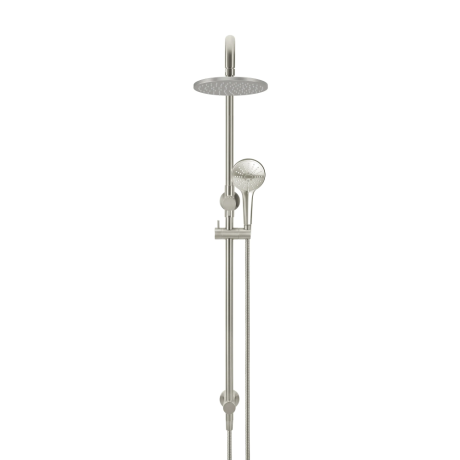 round combination shower rail 200mm rose, brushed nickel