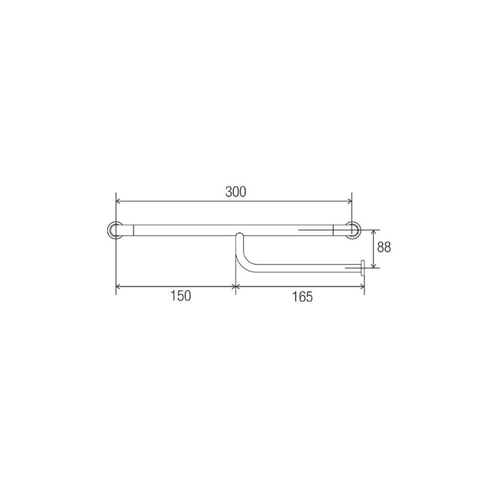 hygienic seal straight grab rail with left hand toilet paper holder, polish supreme 300mm