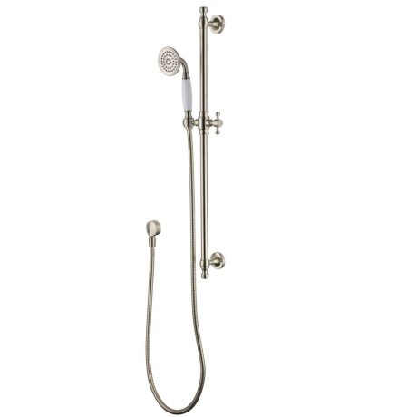 bordeaux shower on rail, pvc brushed nickel