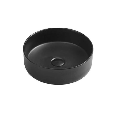slim line round ceramic basin, matte black 0400mm
