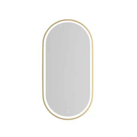 noosa led famed mirror, brushed gold 900(h)x450(w)