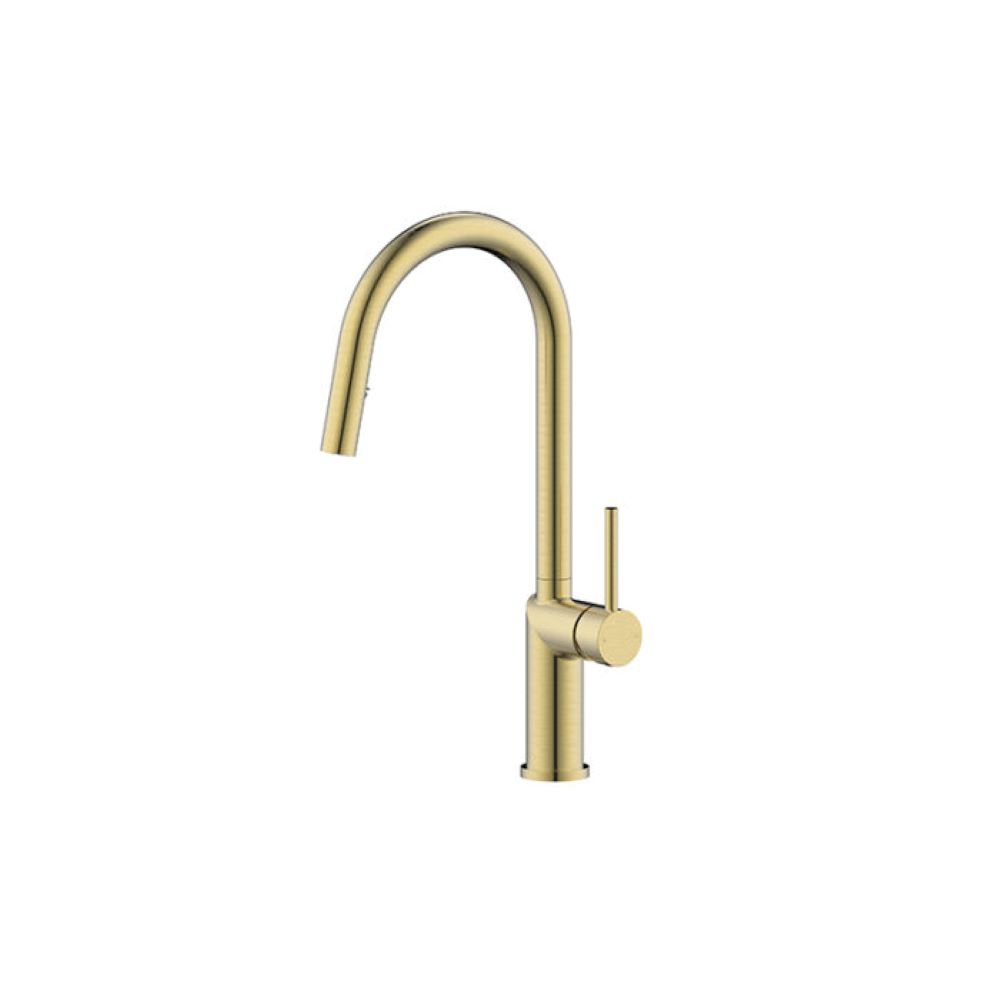kuchendesigner gooseneck pull out kitchen mixer, brushed gold