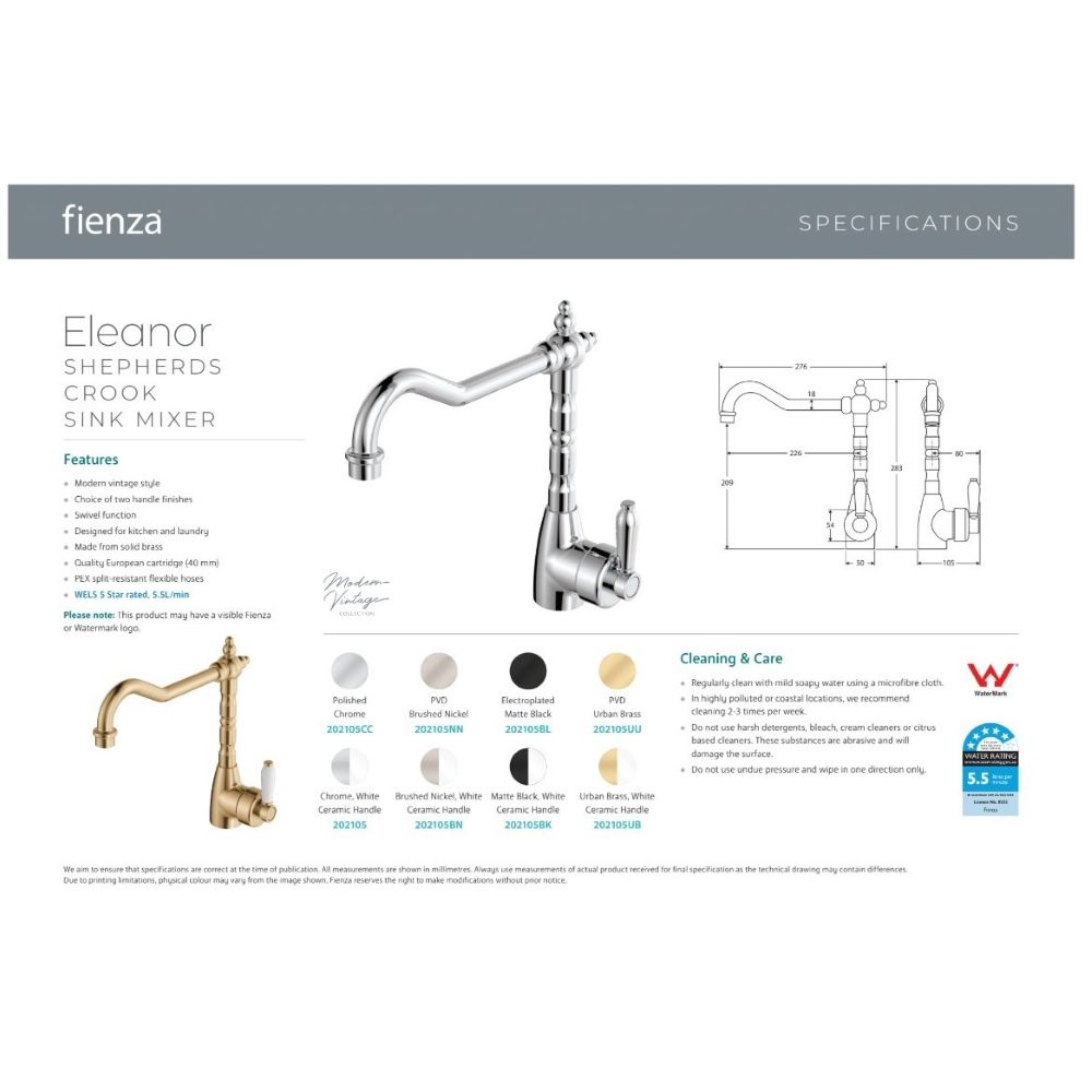 eleanor shepherds crook sink mixer, brushed nickel / brushed nickel